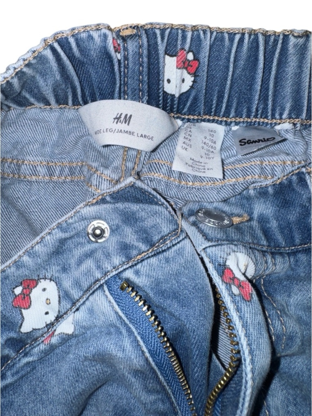 H&M x Sanrio Hello Kitty Wide Leg Jeans Girls Size 9-10 - Picture 7 of 9